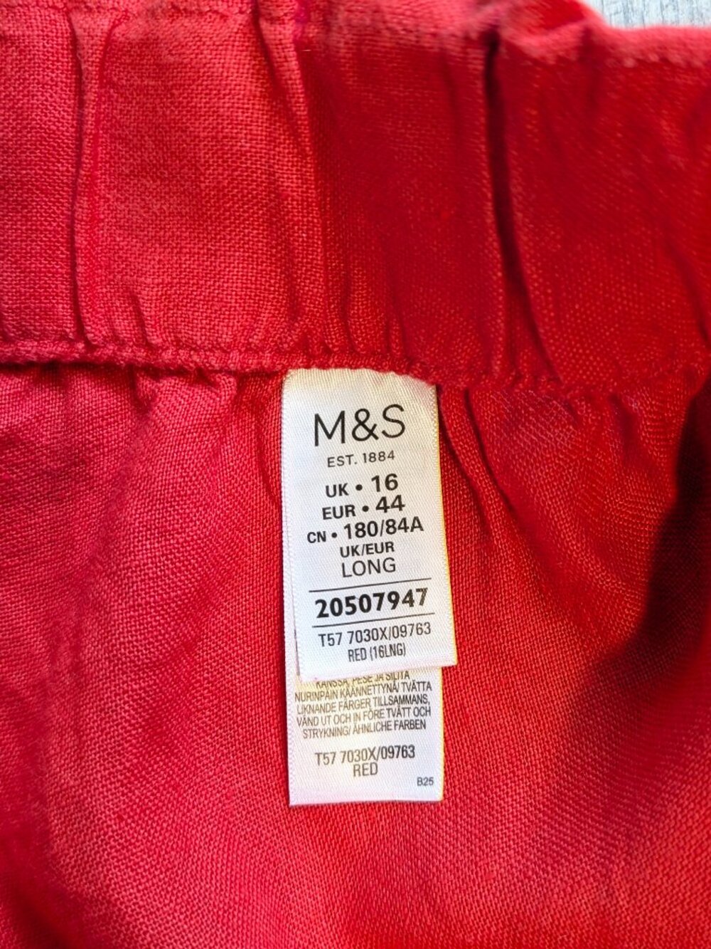 100% Linen Palazzo Cropped Wide Leg Red Pants 12 Lagenlook Resort Coastal EUC - Picture 9 of 14